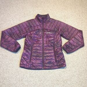 Eddie Bauer First Ascent Puffer Jacket Womens Small Purple Reversible Outdoor
